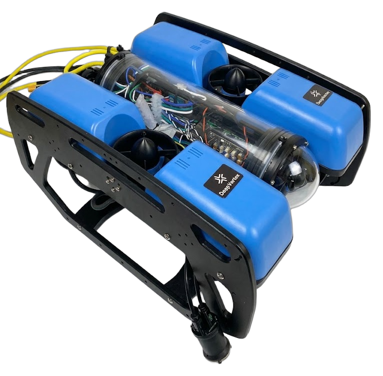 The complete DeepVertex BlueROV2 + DVX Stereo Camera set.